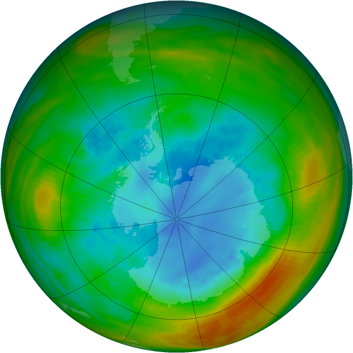 Antarctic ozone map for 28 August 1983